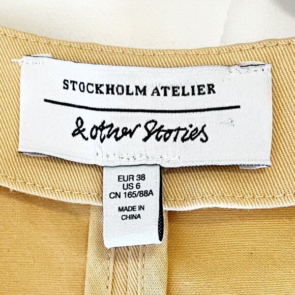 & Other Stories Fitted Button Wrap Mini Dress Dusty Yellow NWOT - Picture 10 of 13